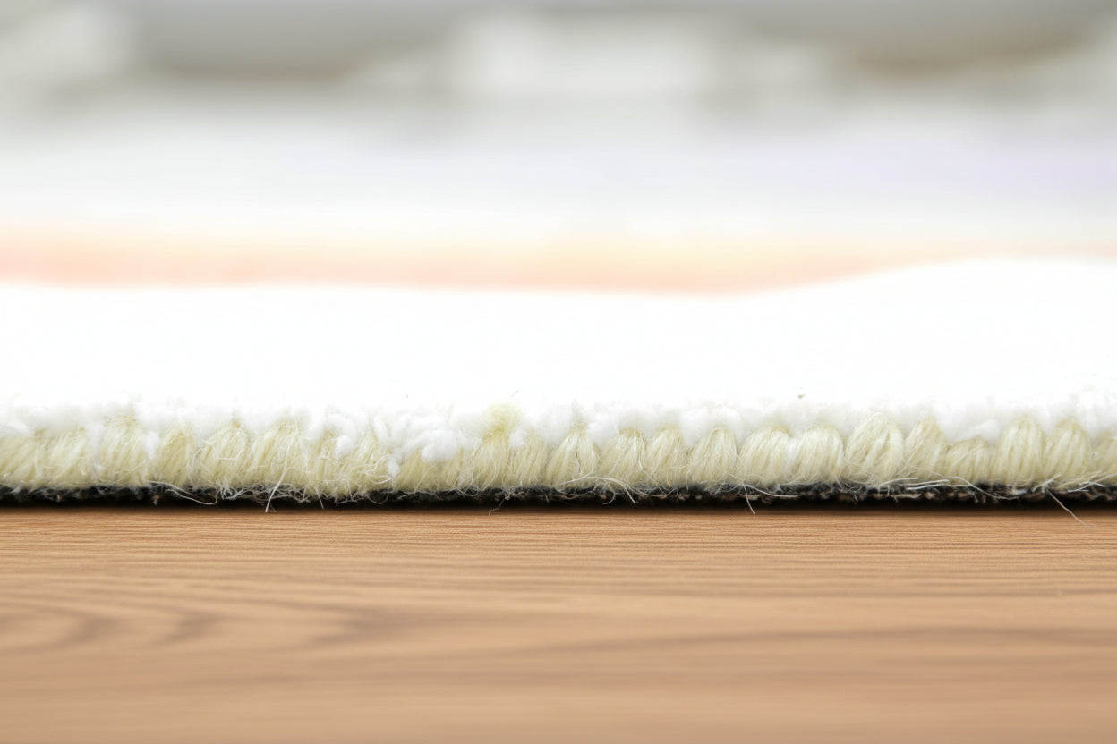 Retro Off White Pastel Rainbow Wave Area Rug – Handmade Kids Nursery Soft Rug 9032254881941