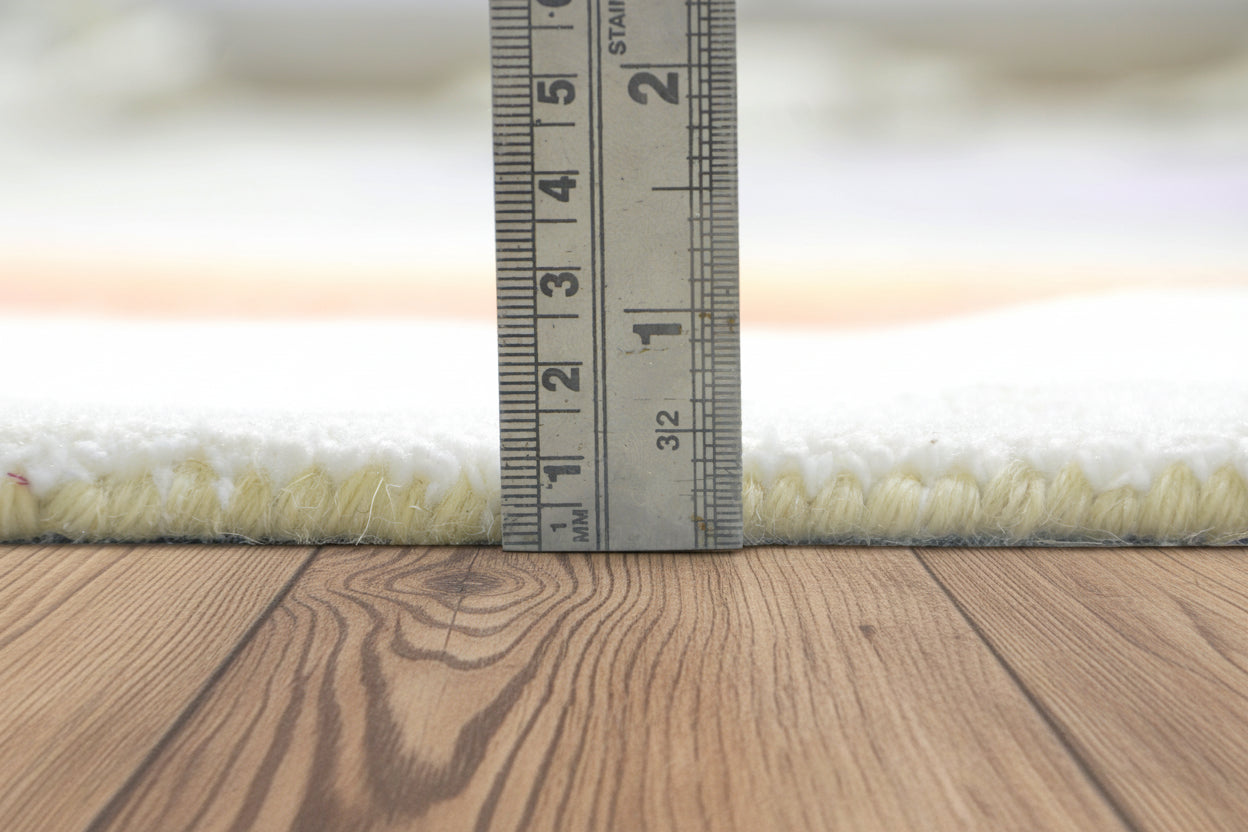 Retro Off White Pastel Rainbow Wave Area Rug – Handmade Kids Nursery Soft Rug 9032254881941