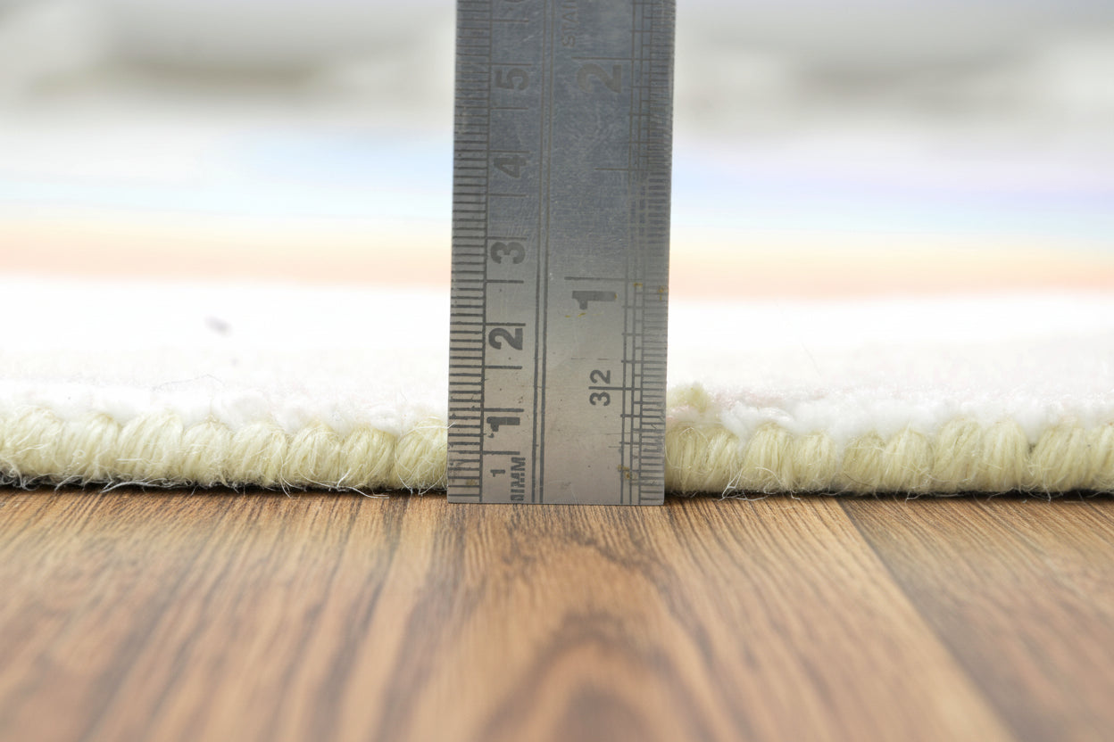 Retro Pink Pastel Rainbow Wave Area Rug – Handmade Kids Nursery Rug 9033315156117