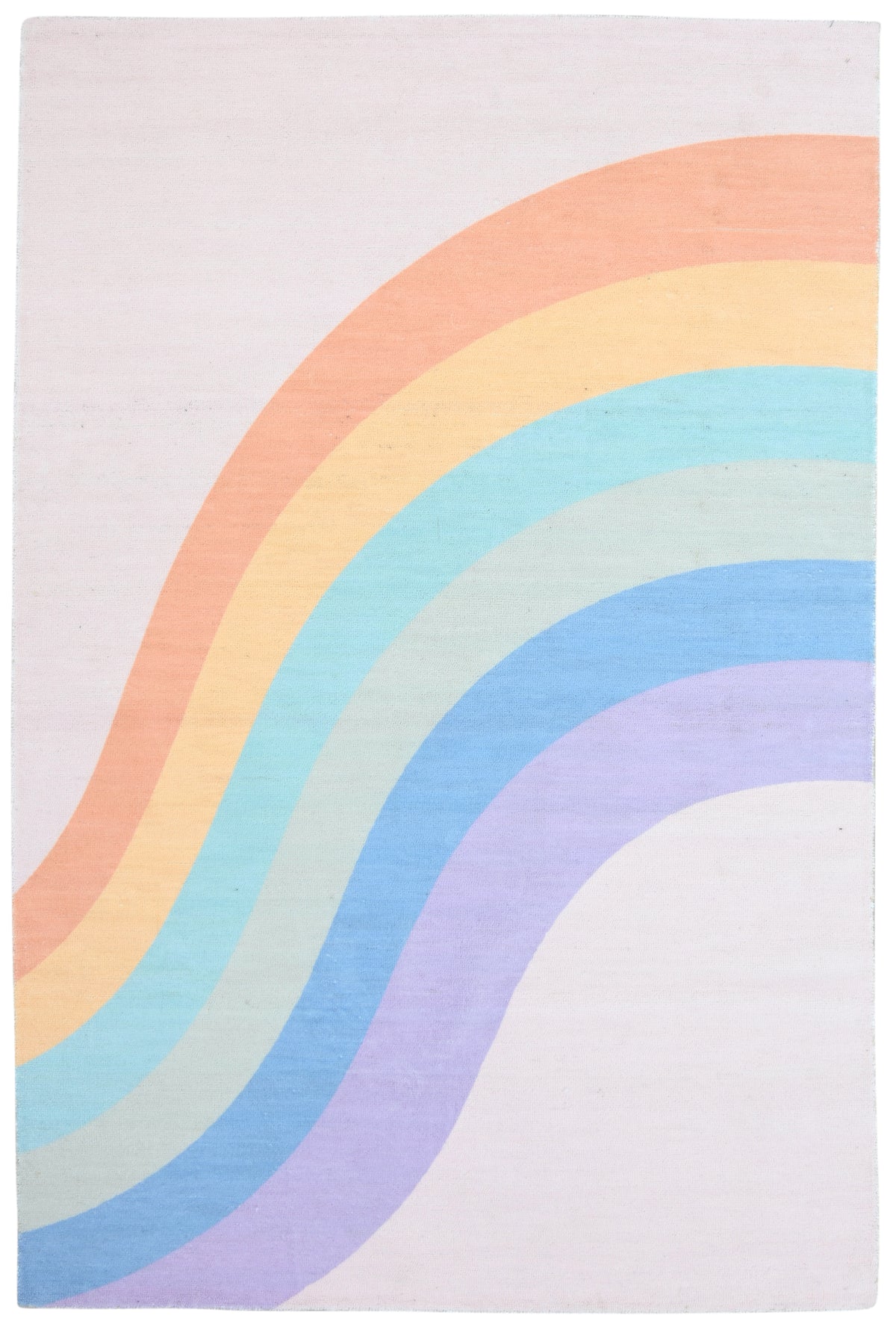 Retro Pink Pastel Rainbow Wave Area Rug – Handmade Kids Nursery Soft Rug 9033315156117