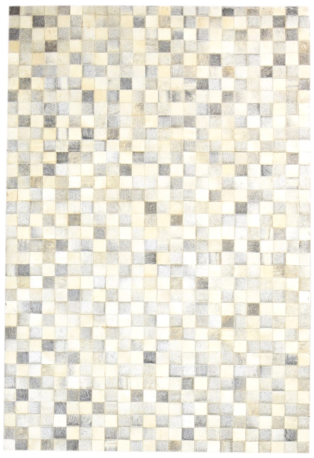 Rochella Handmade Leather Checkerboard Beige Rug | Modern Patchwork Checkered Cowhide Area Rug 7864583618709