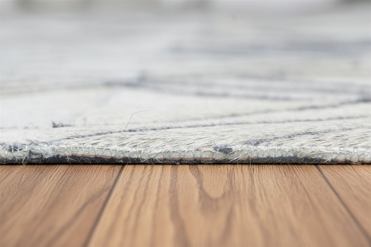 Rona White Handmade Leather Diamond Rug | Modern Patchwork Cowhide Ara Rug