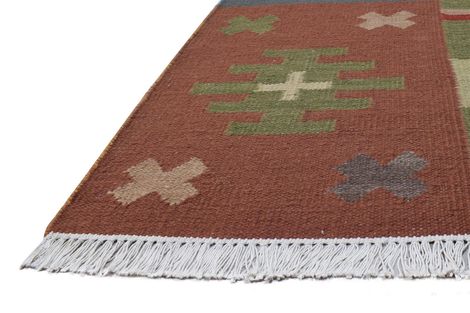 Rubia 5' X 8' Rug Wool Rust Southwestern Dhurrie American Tribal   7865034834069