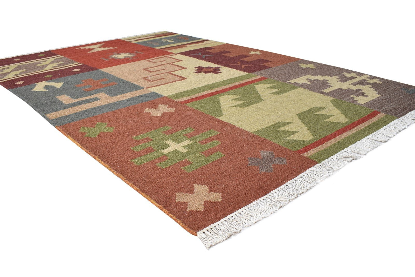 Rubia 5' X 8' Rug Wool Rust Southwestern Dhurrie American Tribal   7865034834069