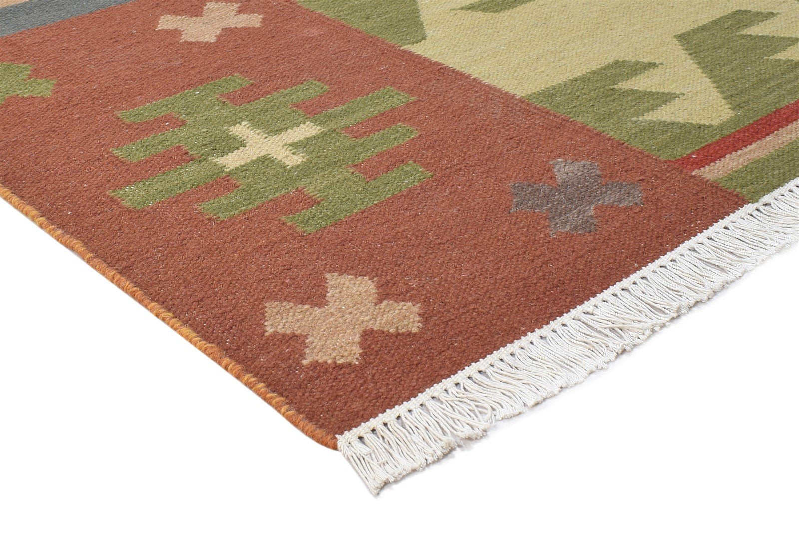 Rubia 5' X 8' Rug Wool Rust Southwestern Dhurrie American Tribal   7865034834069
