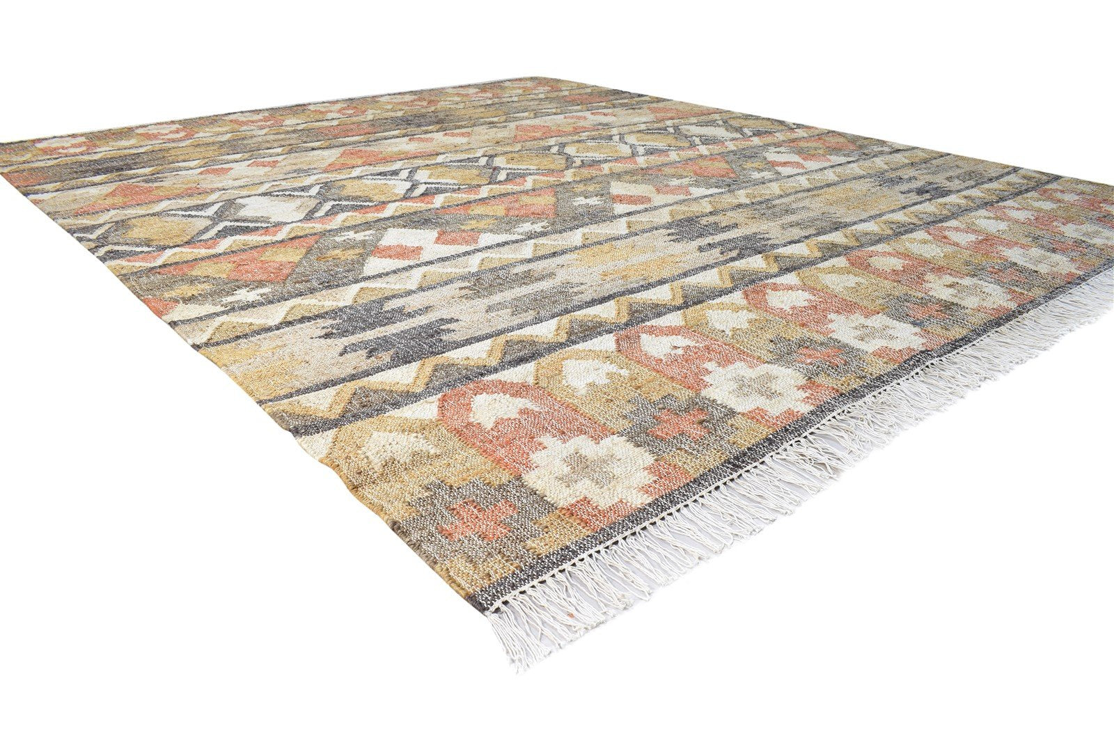 Rust Jute Rug 9' X 10' Tribal Hand Woven Southwestern Modern Large Carpet 7865141100693