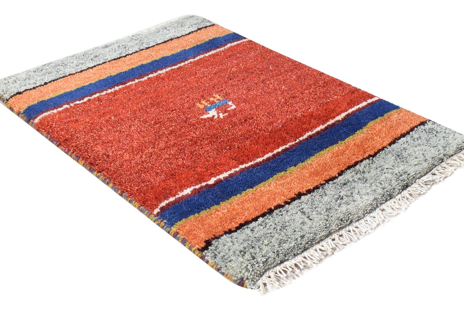 Rust Wool Rug 1' X 2' Southwestern Hand Knotted American Tribal Small Carpet 7865057869973