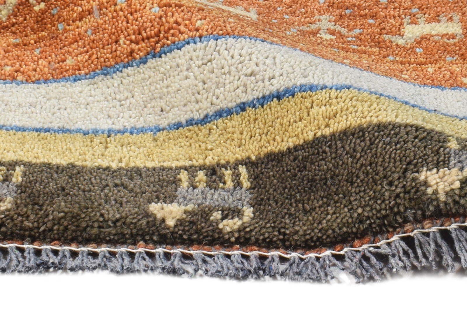Rust Wool Rug 1' X 2' Southwestern Hand Knotted Gabbeh Striped Small Carpet 7865085034645