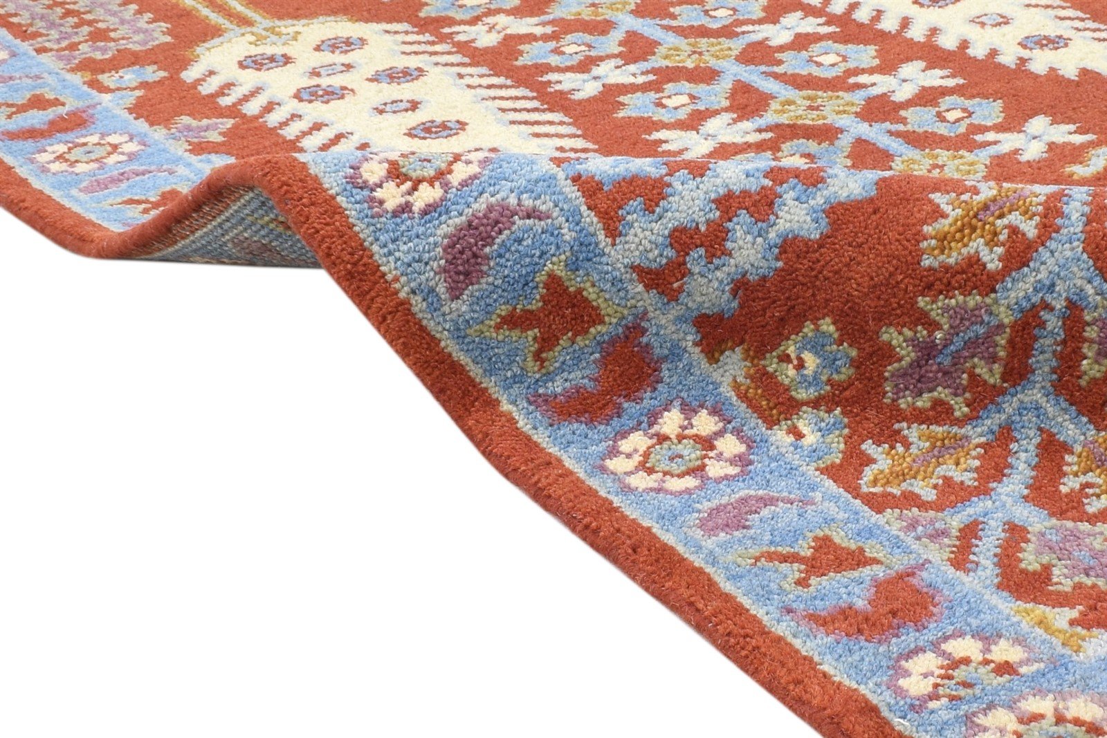 Rust Wool Rug 3' X 5' Persian Hand Knotted Mughal Oriental Small Carpet 7865093259413