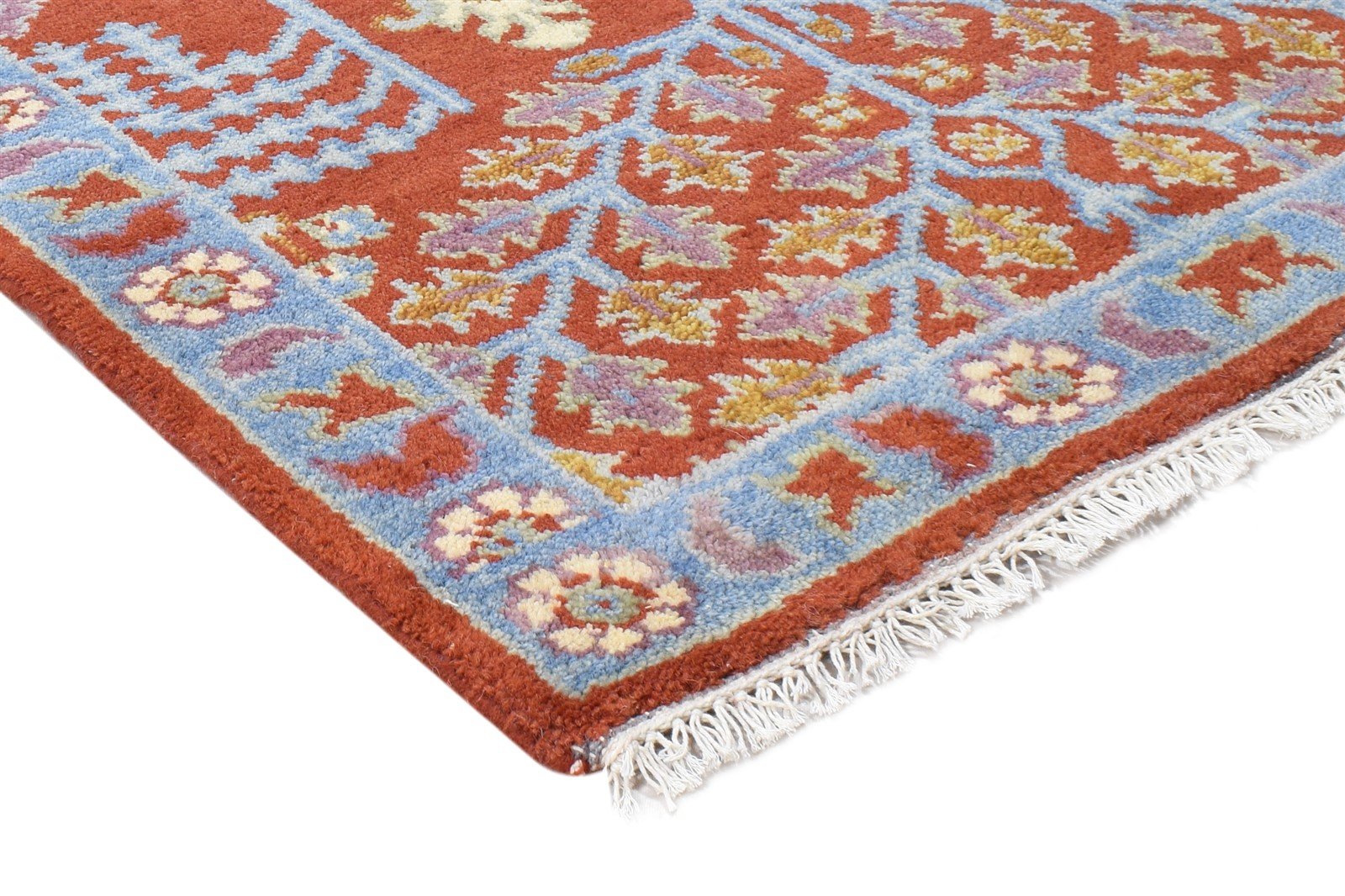 Rust Wool Rug 3' X 5' Persian Hand Knotted Mughal Oriental Small Carpet 7865093259413