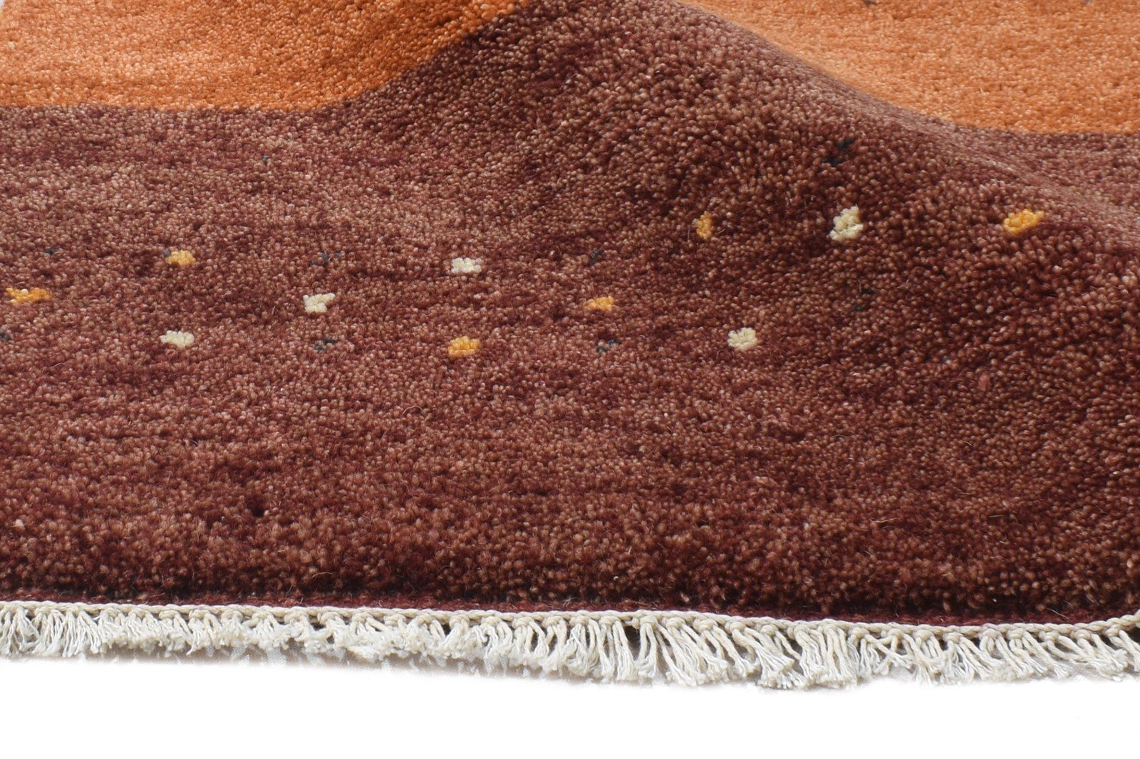 Rust Wool Rug 3' X 7' Southwestern Hand Knotted Gabbeh Striped Small Runner 7865065570453