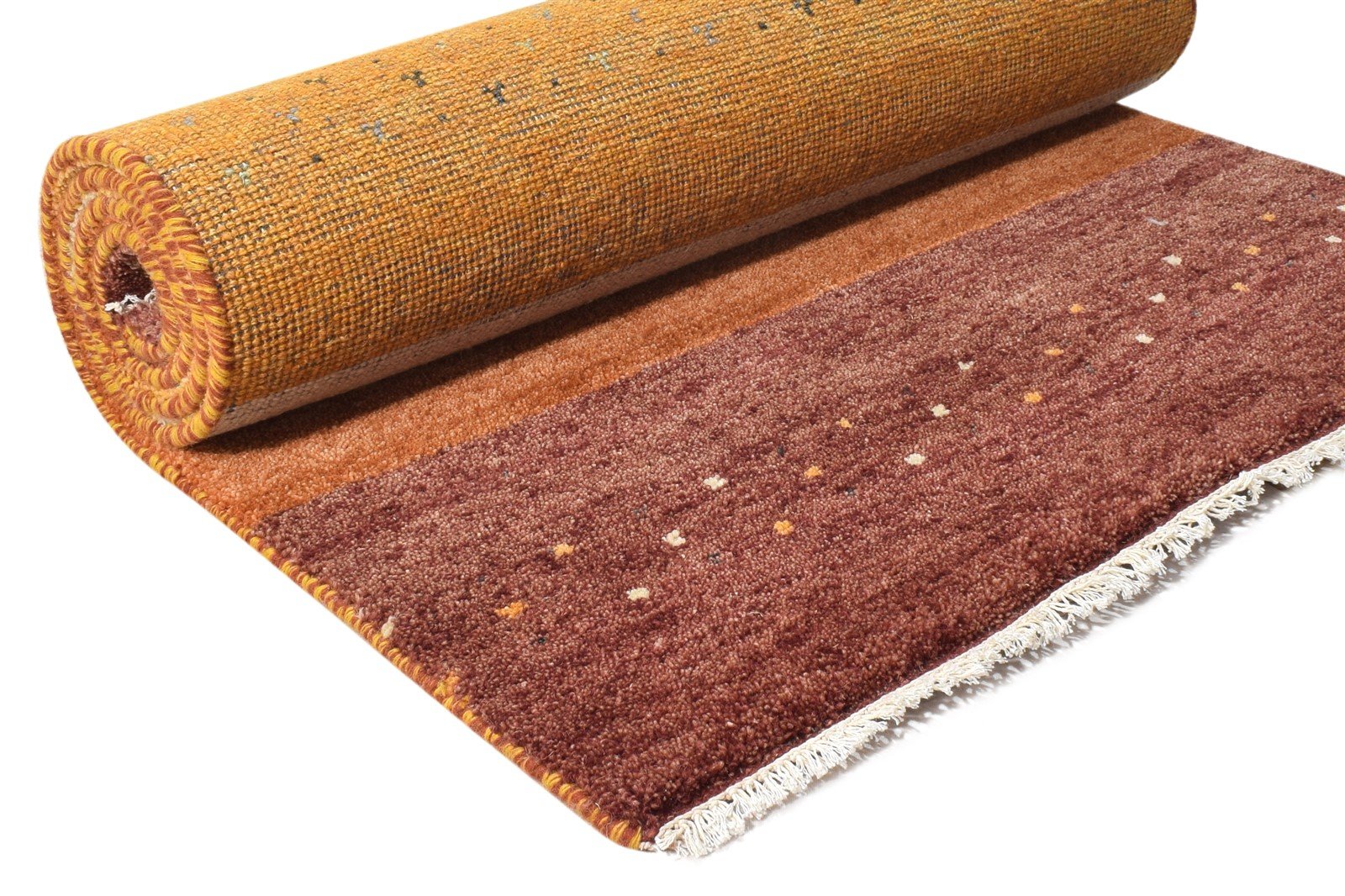 Rust Wool Rug 3' X 7' Southwestern Hand Knotted Gabbeh Striped Small Runner 7865065570453