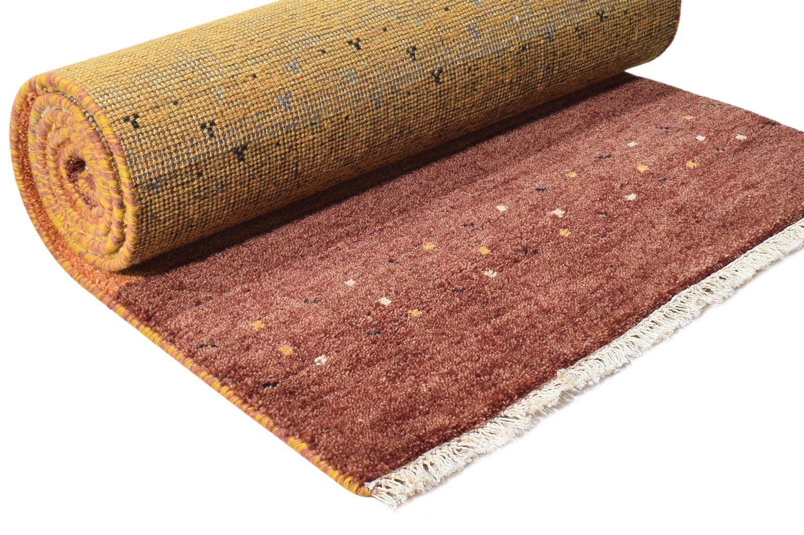 Rust Wool Rug 3' X 8' Southwestern Hand Knotted Gabbeh Striped Small Runner 7865065767061
