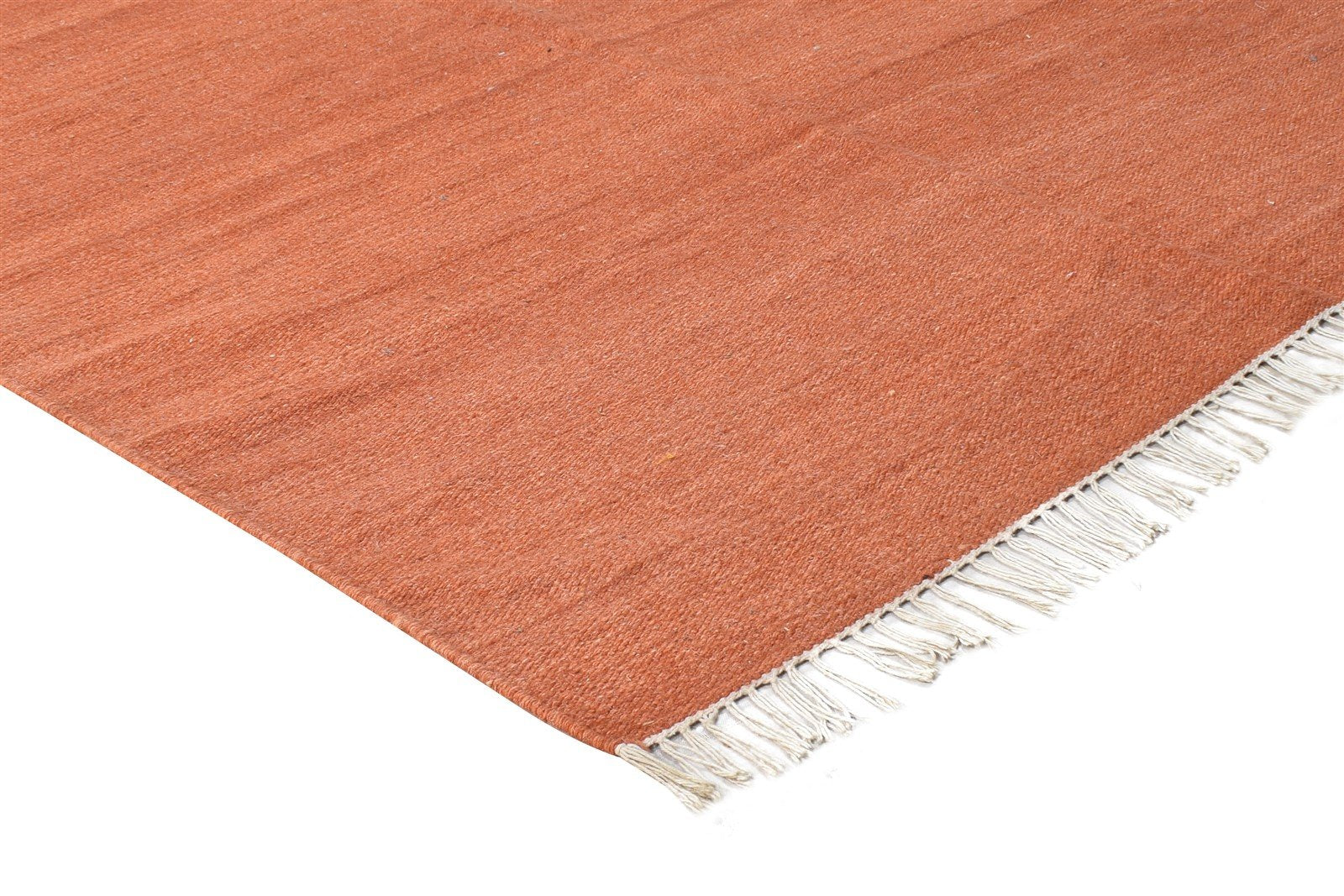 Rust Wool Rug 4' X 6' Modern Dhurrie Scandinavian Solid Room Size Carpet 7865142739093