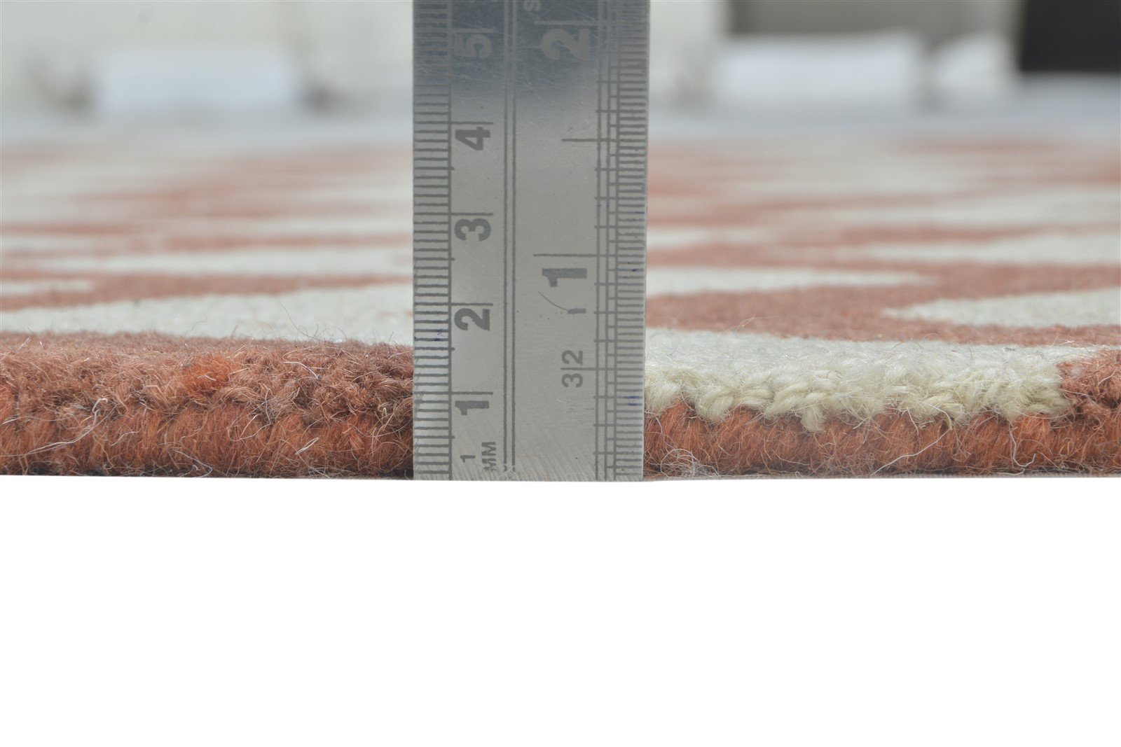 Rust Wool Rug 4' X 6' Modern Hand Tufted Scandinavian Chevron Room Size Carpet 7864308433045