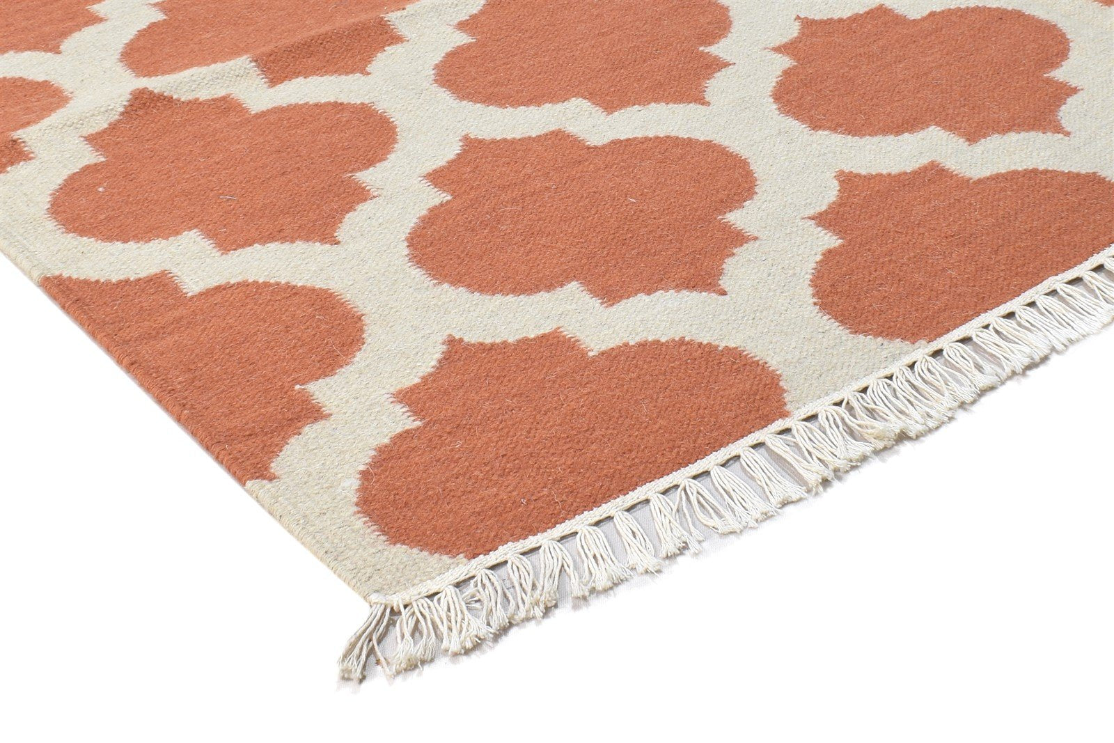 Rust Wool Rug 5' X 8' Modern Dhurrie Moroccan Trellis Room Size Carpet 7864384782485