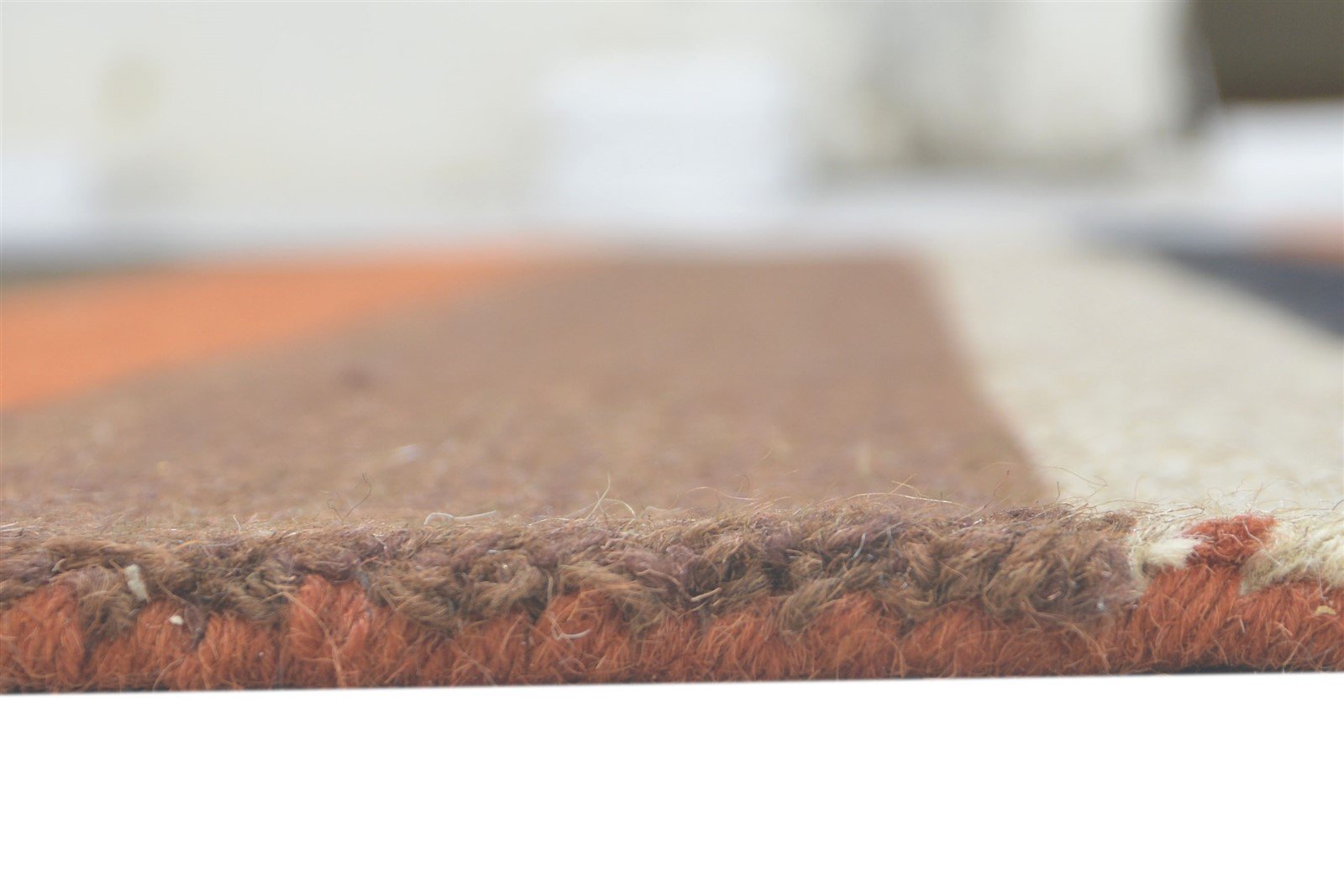 Rust Wool Rug 5' X 8' Modern Hand Tufted Scandinavian Striped Room Size Carpet 7860706345109
