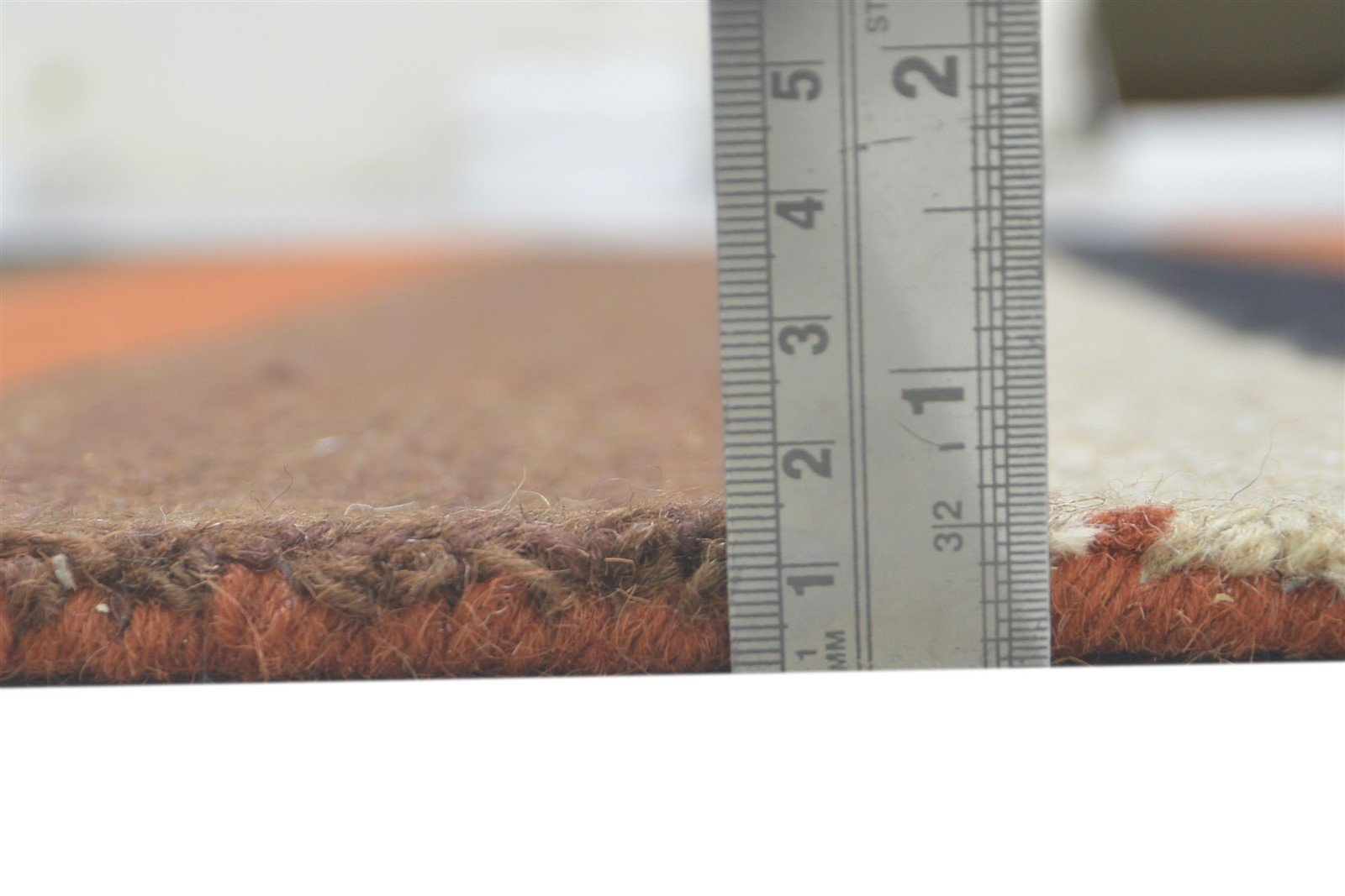 Rust Wool Rug 5' X 8' Modern Hand Tufted Scandinavian Striped Room Size Carpet 7860706345109