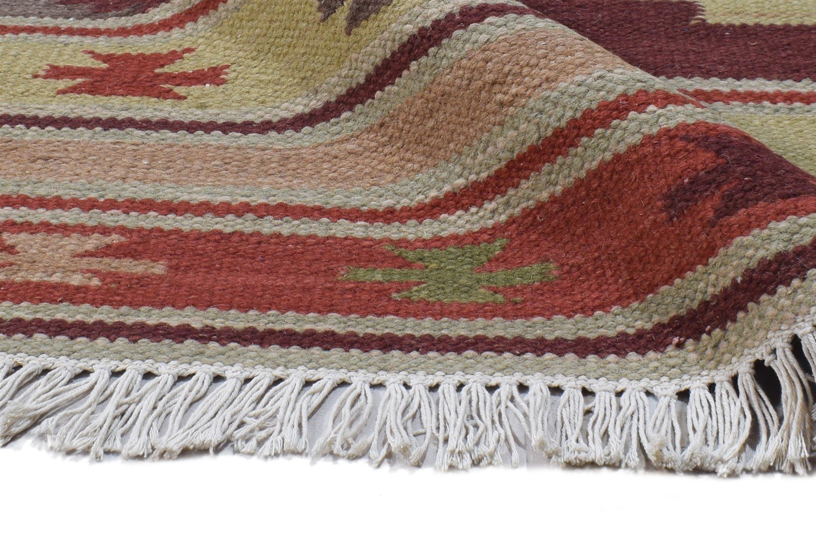 Rust Wool Rug 6' X 8' Southwestern Dhurrie American Tribal Room Size Carpet 7865048694933
