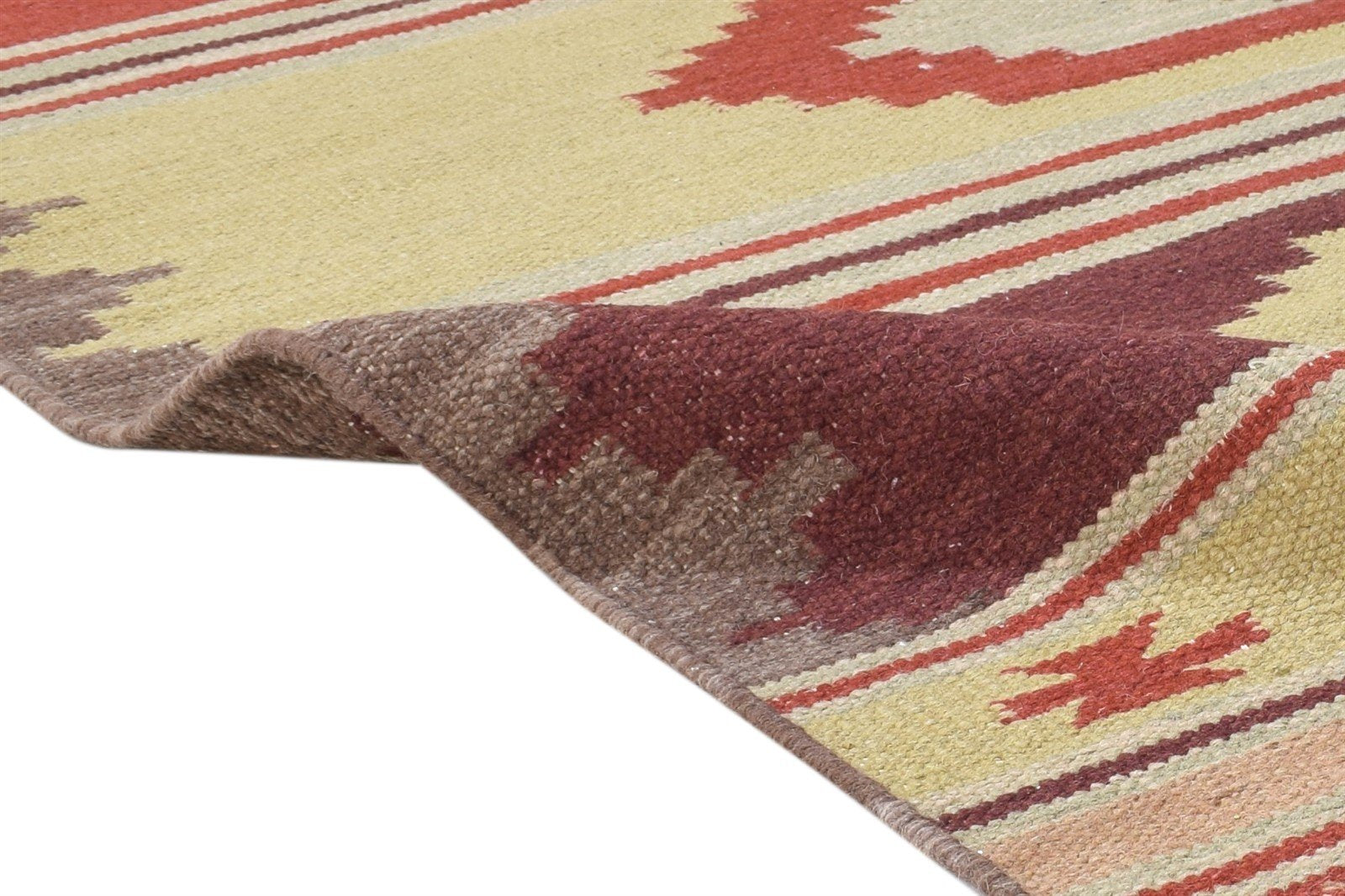Rust Wool Rug 6' X 8' Southwestern Dhurrie American Tribal Room Size Carpet 7865048694933