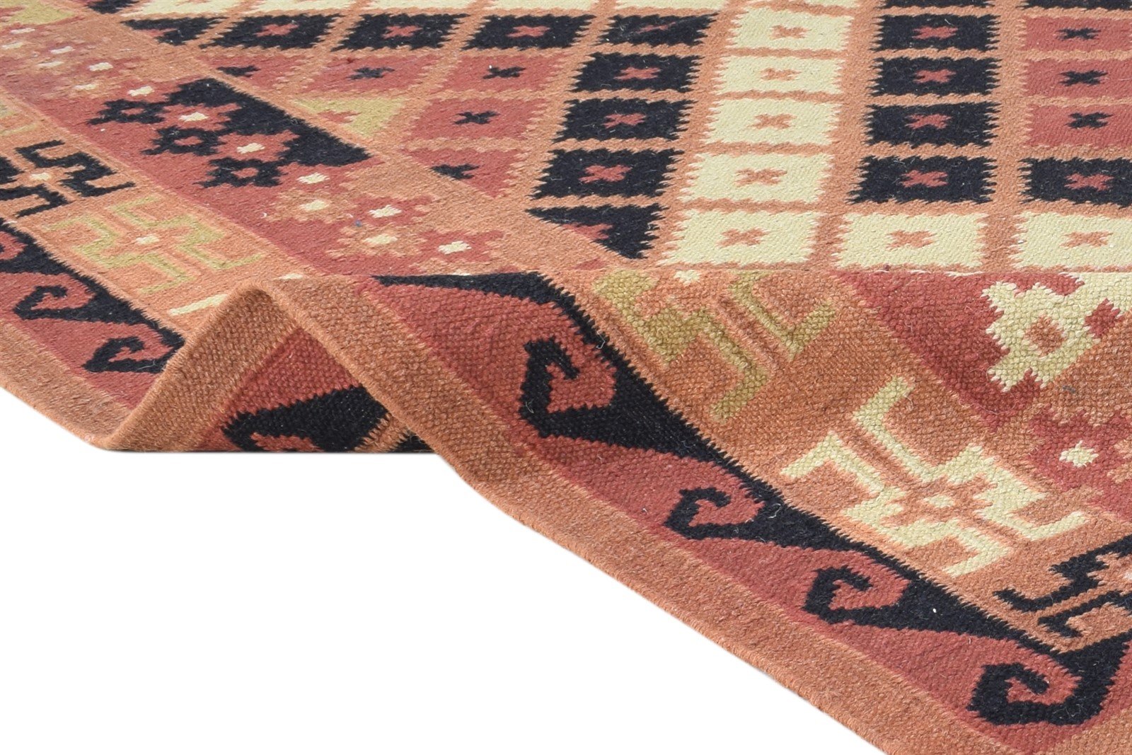 Rust Wool Rug 6' X 8' Southwestern Dhurrie American Tribal Room Size Carpet 7865050038421