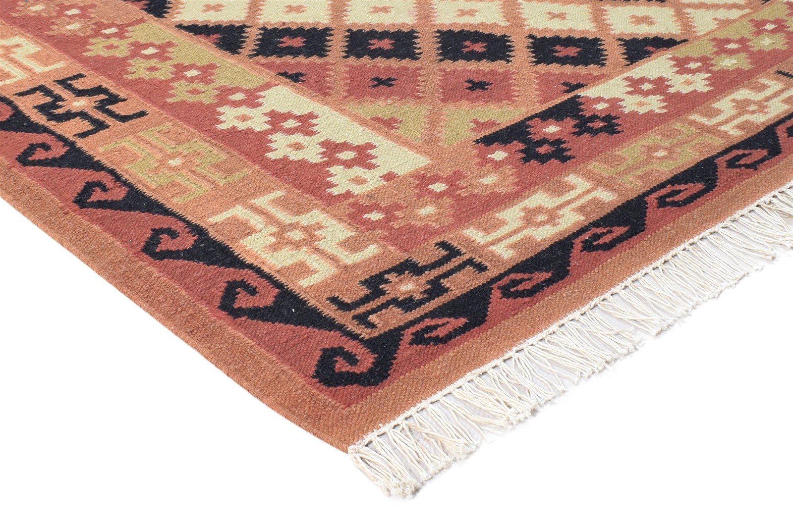 Rust Wool Rug 6' X 8' Southwestern Dhurrie American Tribal Room Size Carpet 7865050038421