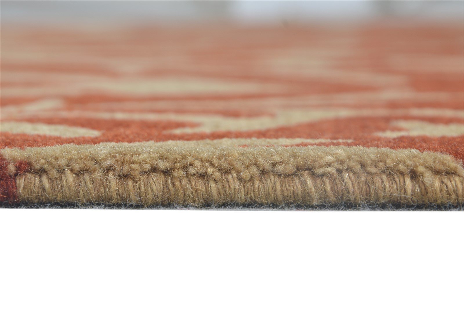 Rust Wool Rug 6' X 9' Modern Hand Knotted European Damask Large Carpet 7865095913621