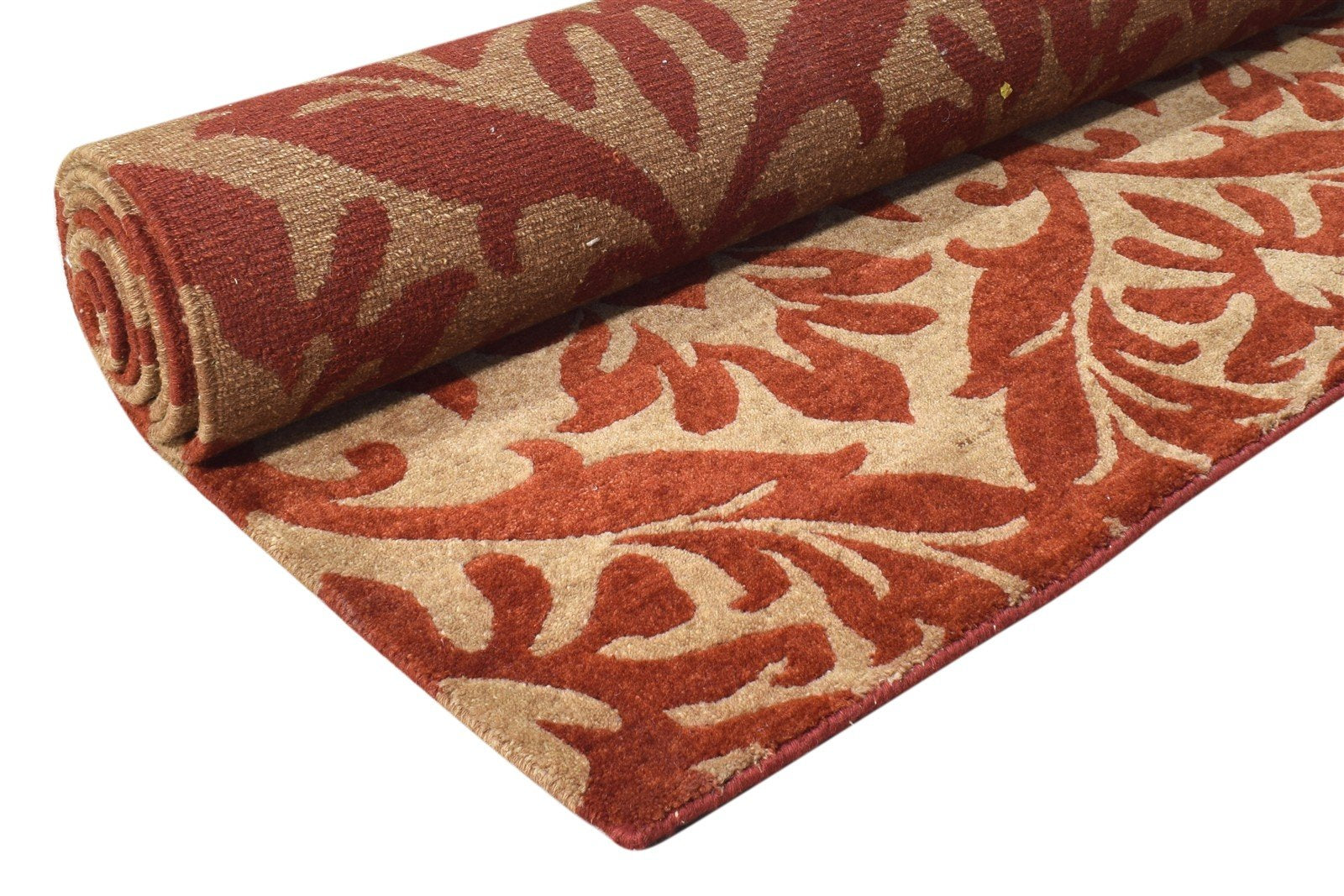 Rust Wool Rug 6' X 9' Modern Hand Knotted European Damask Large Carpet 7865095913621