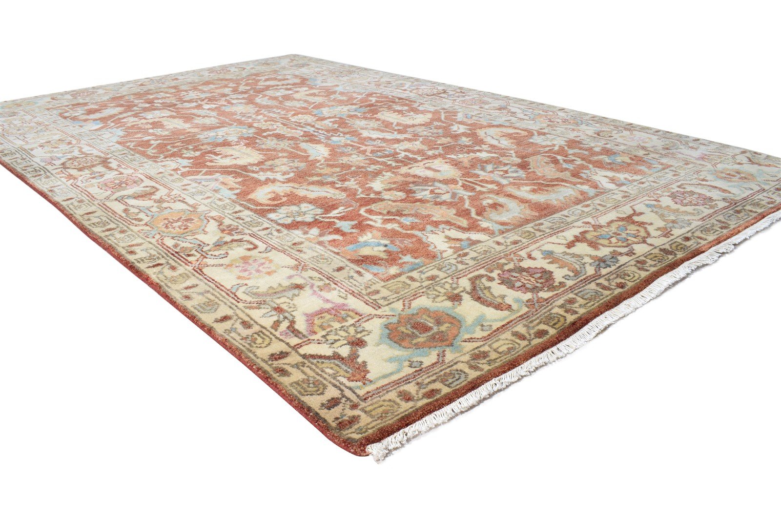 Rust Wool Rug 6' X 9' Persian Hand Knotted Mughal Oriental Room Size Carpet 7865000296597