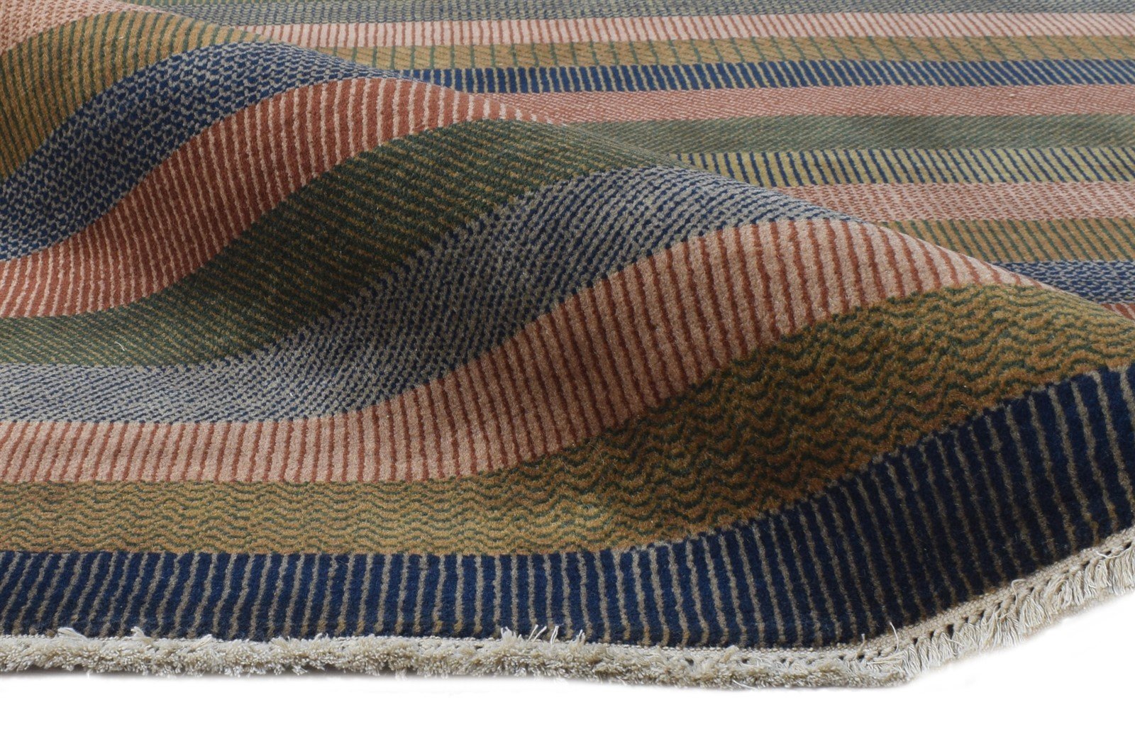 Josee Rust Wool Rug 9' X 12' Modern Hand Knotted Scandinavian Striped 7864620712085