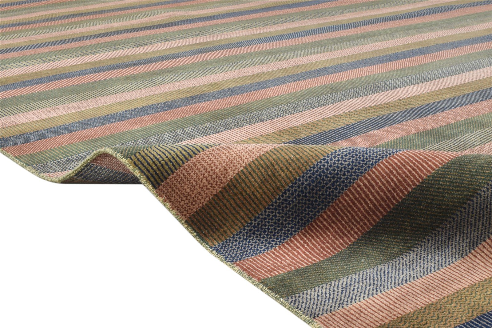 Josee Rust Wool Rug 9' X 12' Modern Hand Knotted Scandinavian Striped 7864620712085