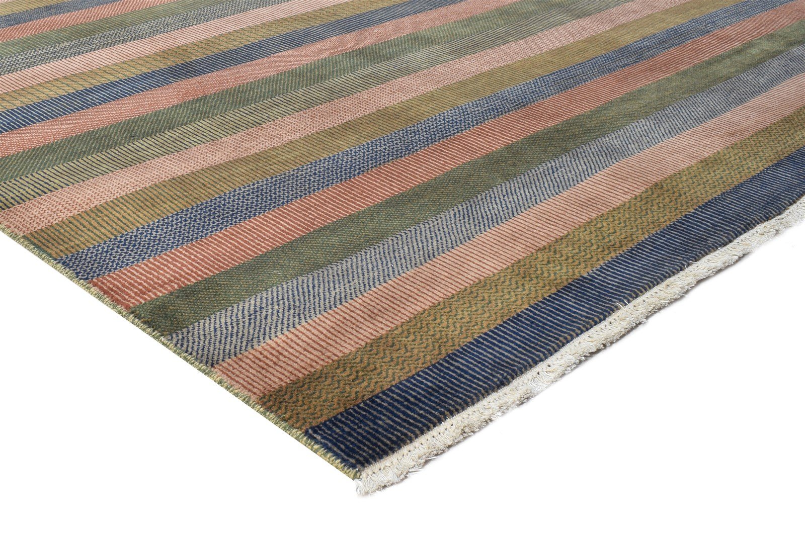 Josee Rust Wool Rug 9' X 12' Modern Hand Knotted Scandinavian Striped 7864620712085