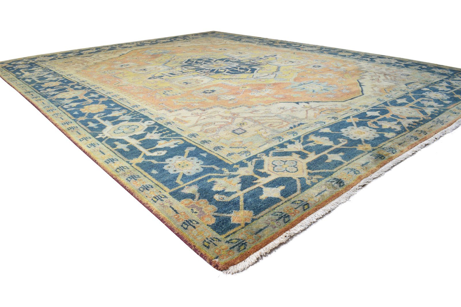 Rust Wool Rug 9X12 Persian Hand Knotted Heriz-Indian Oriental Extra Large Carpet 7865010454677