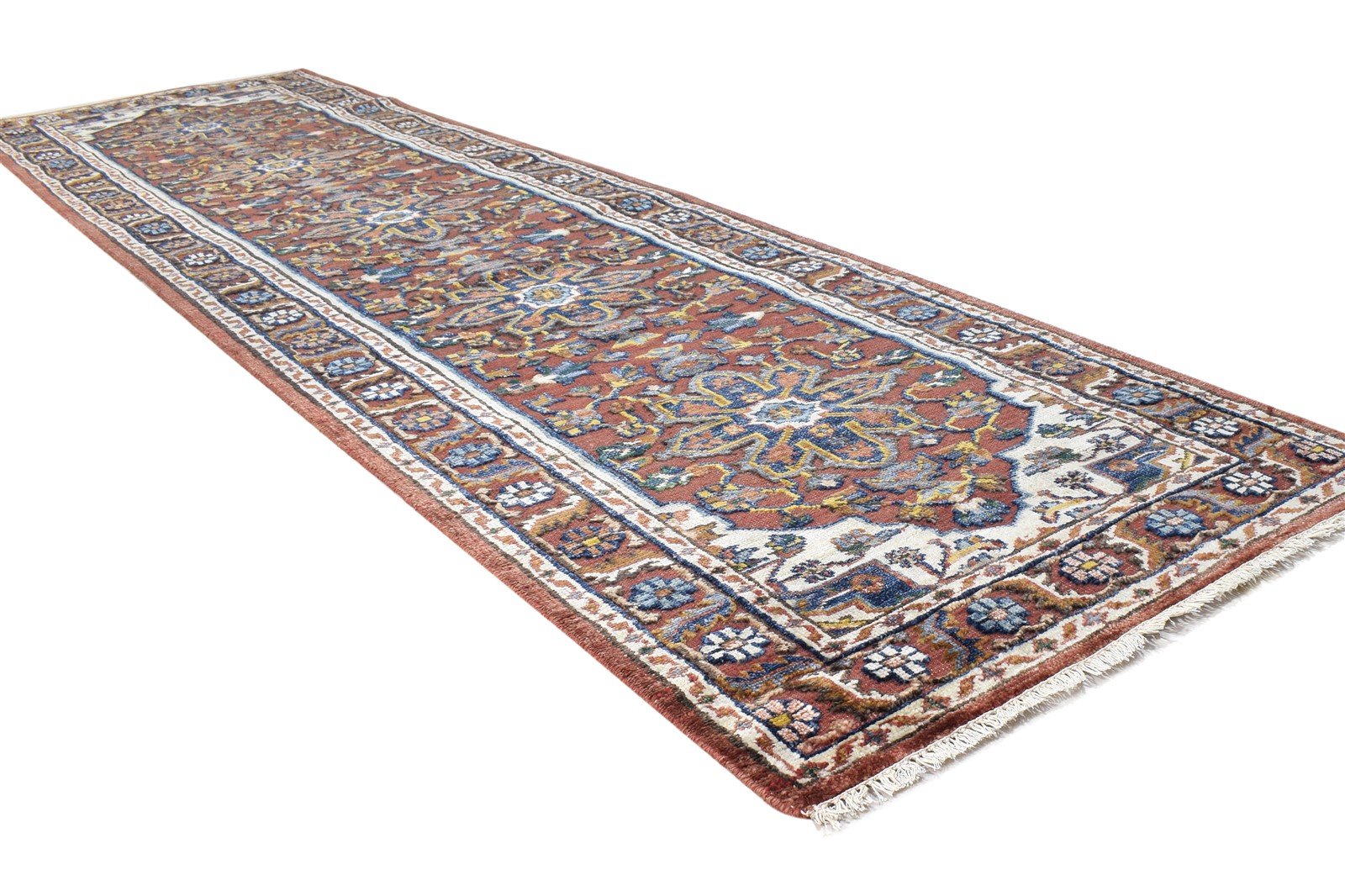 Rust Wool / Silk Rug 2'6"x10 Persian Hand Knotted Oushak Oriental Small Runner 7864996855957
