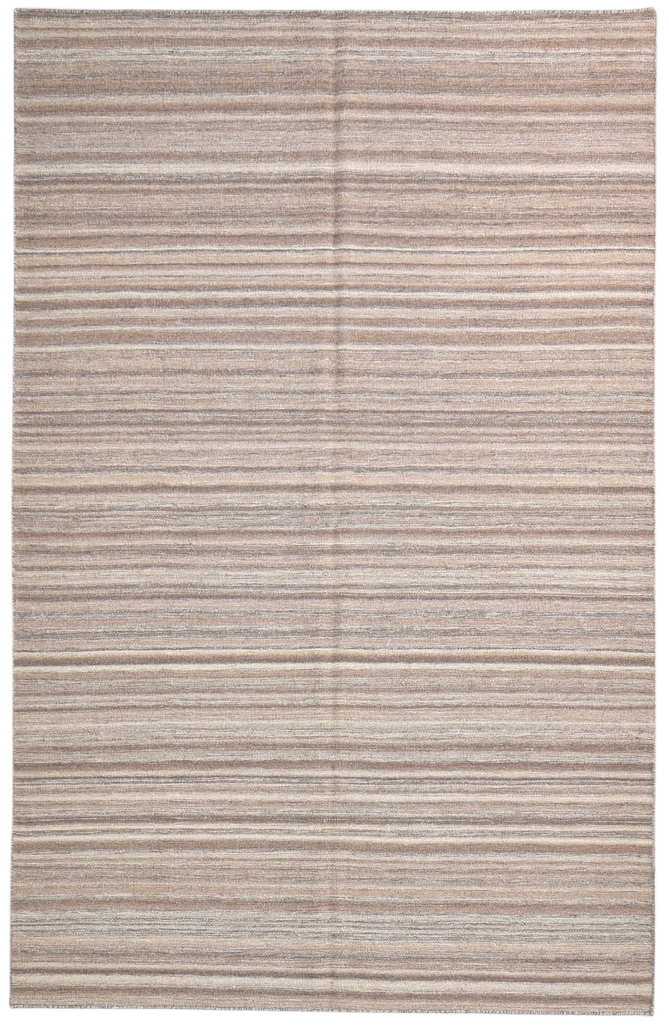 Sada 5' X 8' Rug Wool Brown Modern Dhurrie Scandinavian Striped   7865170264213