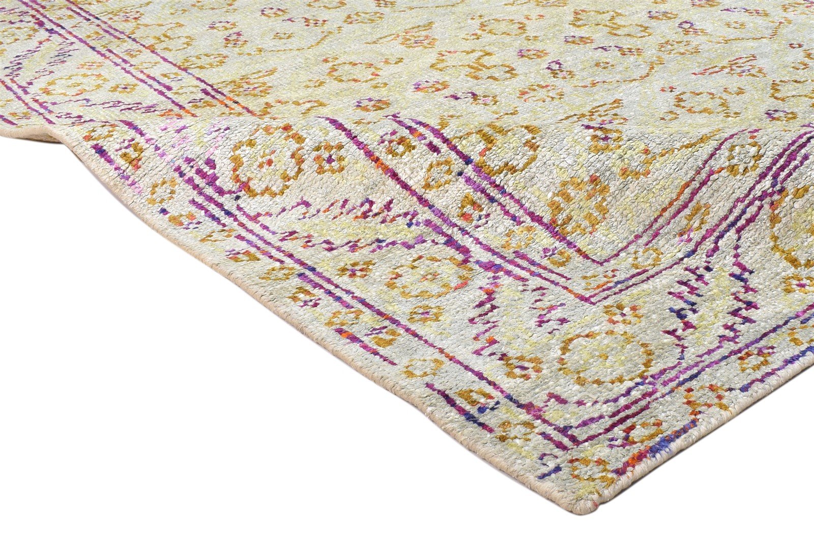 Nanine Sage Silk Rug 5' X 8' Modern Hand Knotted Bohemian Oriental 7864097898645