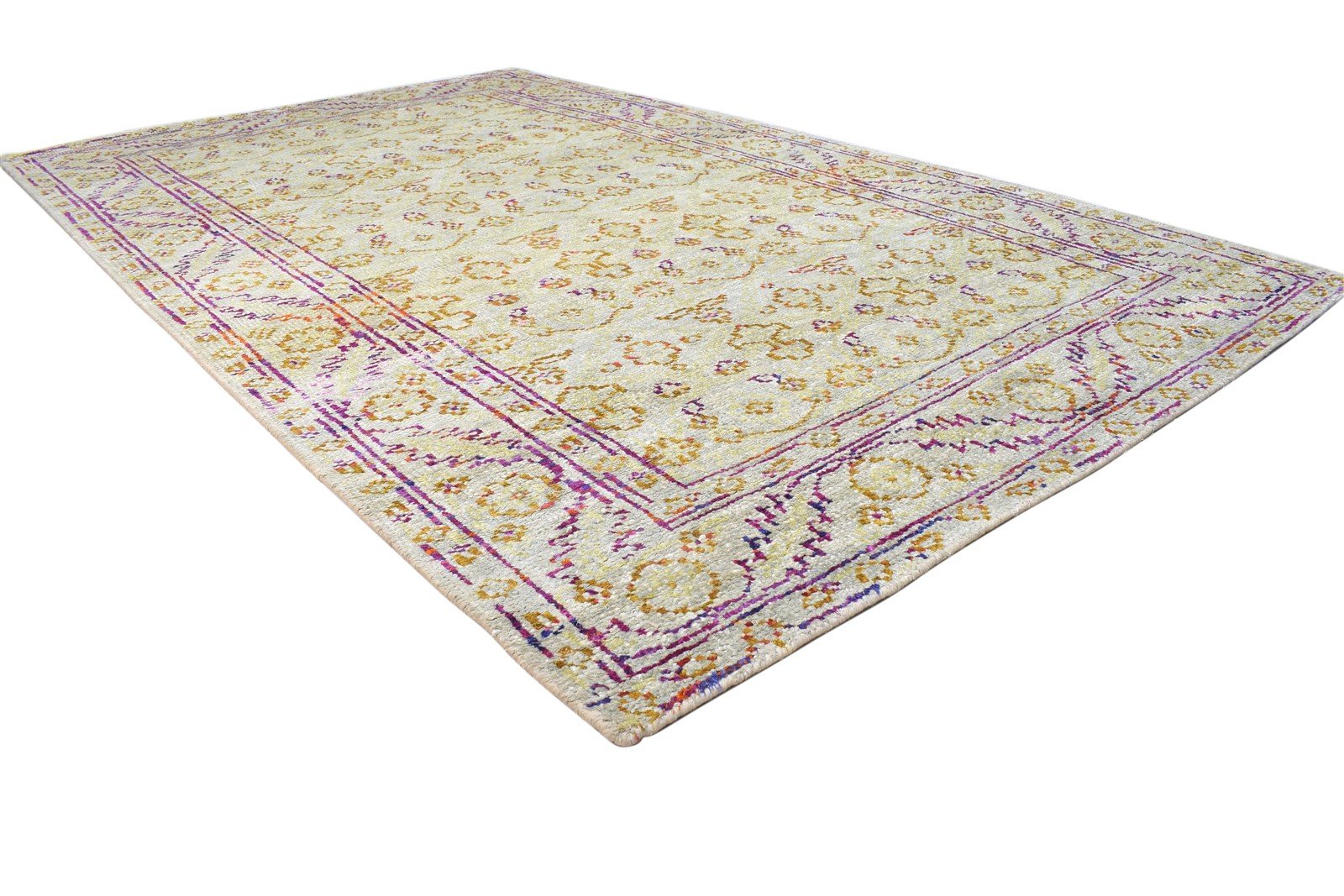 Nanine Sage Silk Rug 5' X 8' Modern Hand Knotted Bohemian Oriental 7864097898645