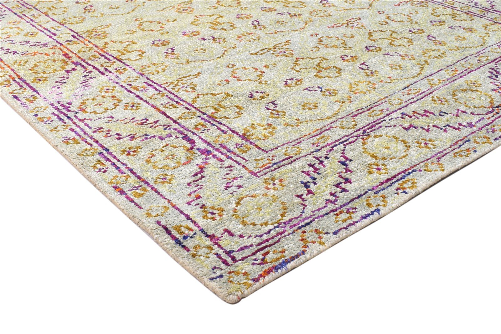Nanine Sage Silk Rug 5' X 8' Modern Hand Knotted Bohemian Oriental 7864097898645