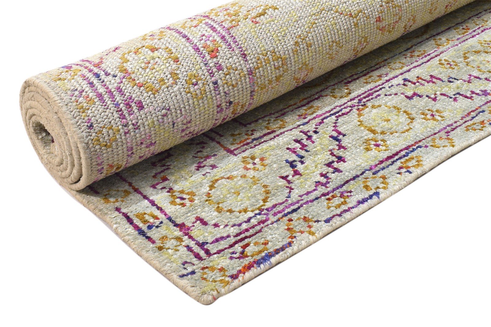 Nanine Sage Silk Rug 5' X 8' Modern Hand Knotted Bohemian Oriental 7864097898645