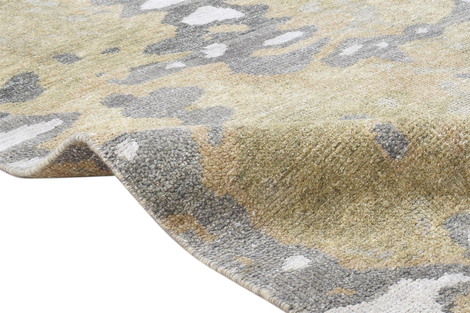 Sage Wool Rug 3' X 5' Modern Hand Knotted Scandinavian Abstract Small Carpet 7864321769621