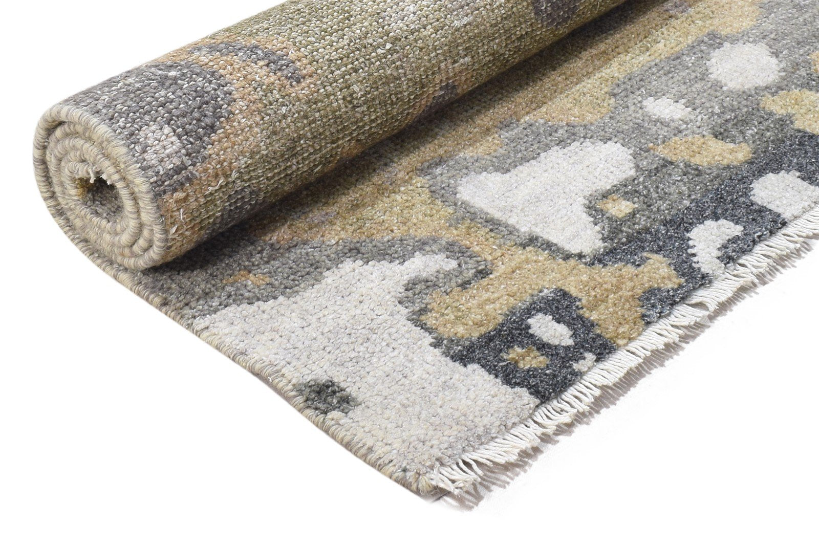 Sage Wool Rug 3' X 5' Modern Hand Knotted Scandinavian Abstract Small Carpet 7864321769621
