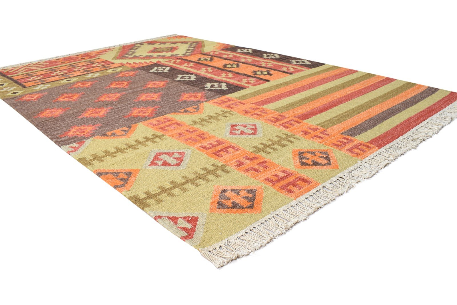 Sage Wool Rug 5' X 7' Southwestern Dhurrie American Tribal Room Size Carpet 7865049710741