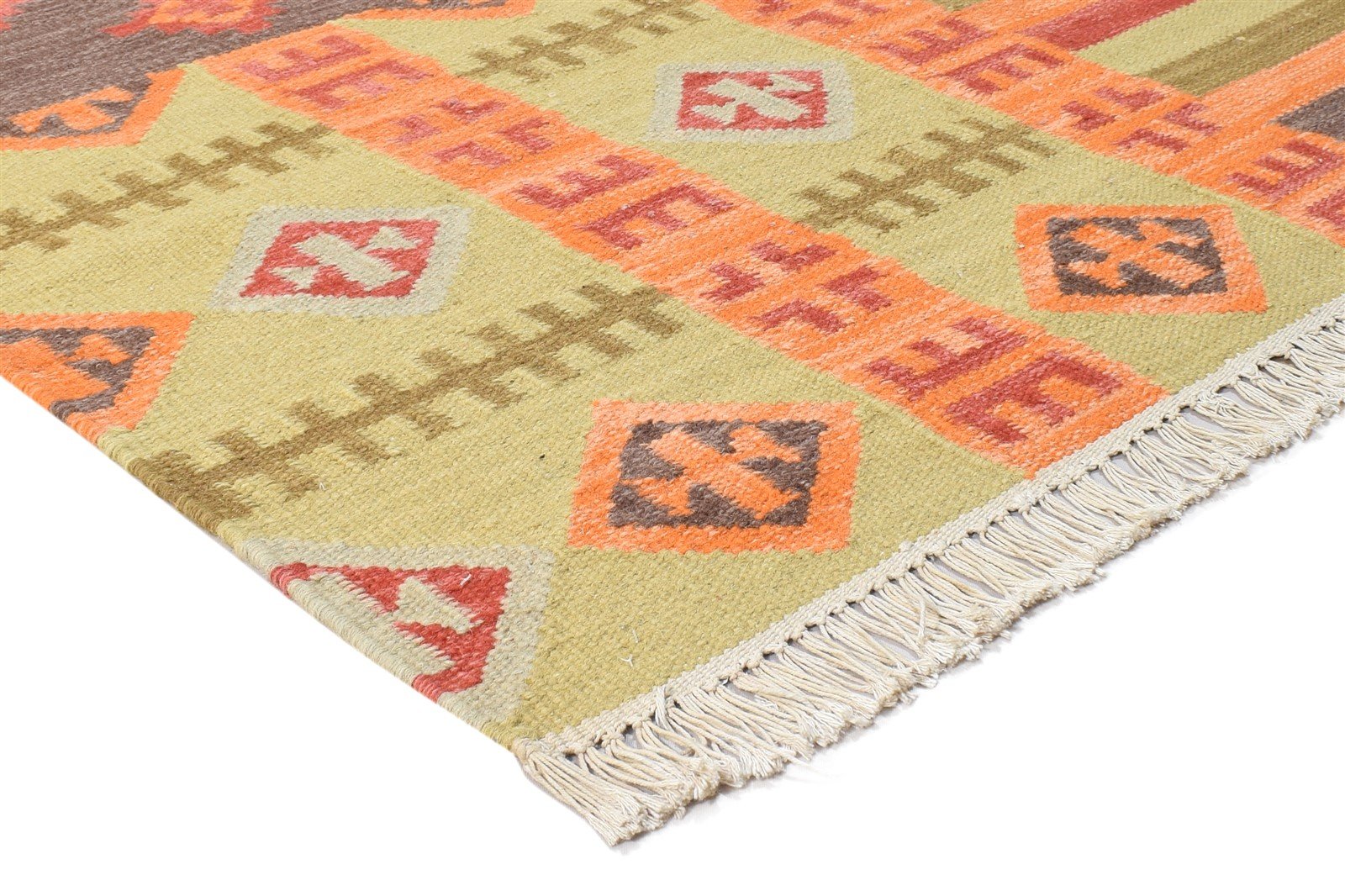 Sage Wool Rug 5' X 7' Southwestern Dhurrie American Tribal Room Size Carpet 7865049710741