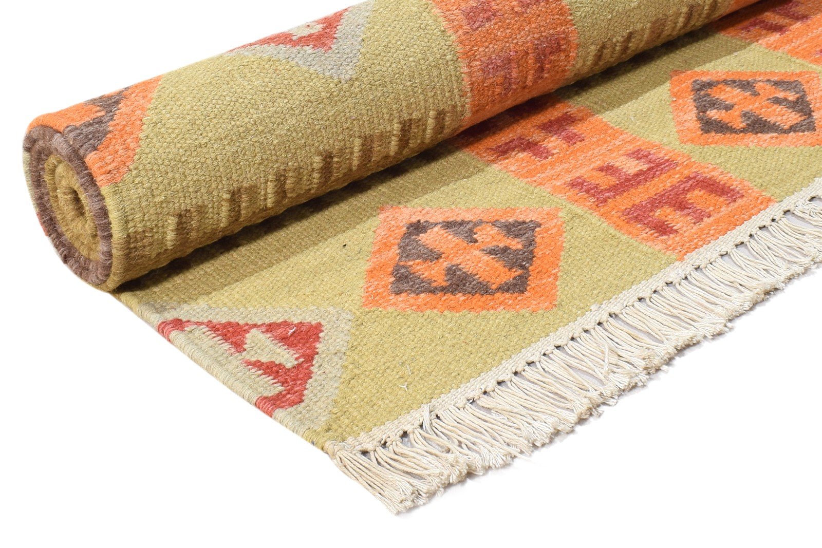 Sage Wool Rug 5' X 7' Southwestern Dhurrie American Tribal Room Size Carpet 7865049710741