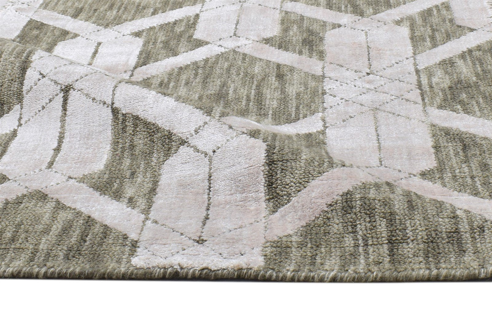 Sage Wool Silk Rug 2X8 Modern Jacquard Loom Scandinavian Geometric Small Runner 7864147738773