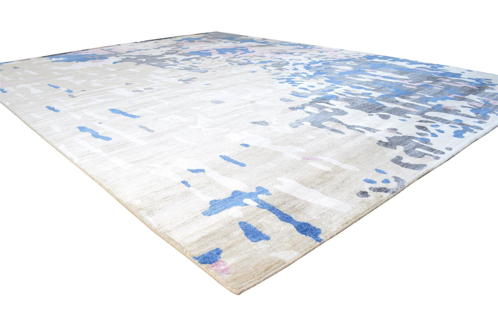 Sage Wool / Silk Rug 9X12 Modern Hand Woven French Abstract Extra Large Carpet 7864810176661
