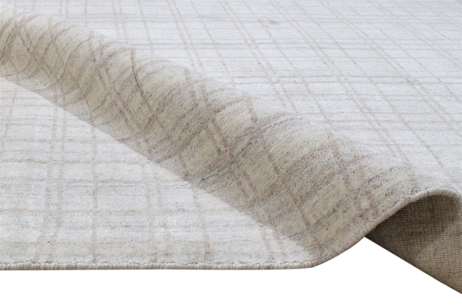 Sand Silk Rug 4' X 6' Modern Handloom Scandinavian Plaids Room Size Carpet 7864160092309