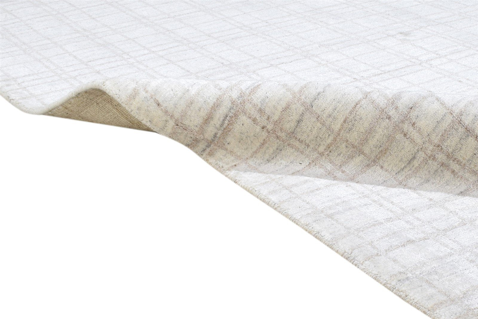 Sand Silk Rug 4' X 6' Modern Handloom Scandinavian Plaids Room Size Carpet 7864160092309