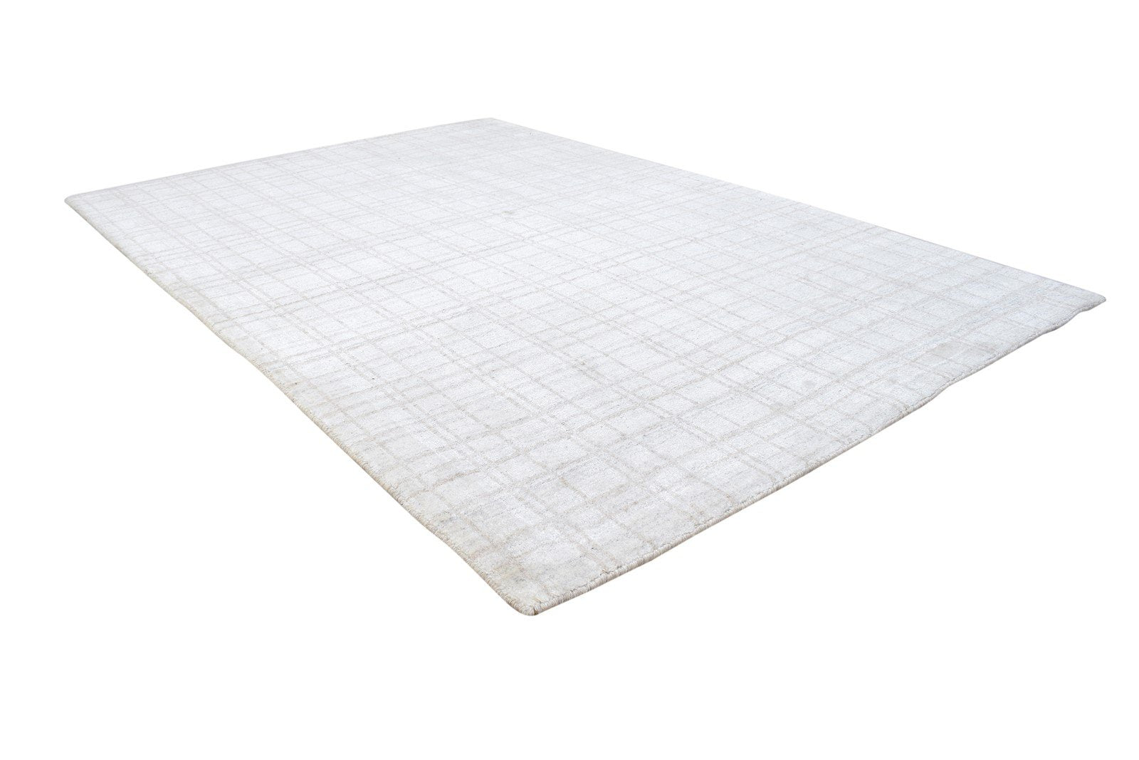 Sand Silk Rug 4' X 6' Modern Handloom Scandinavian Plaids Room Size Carpet 7864160092309