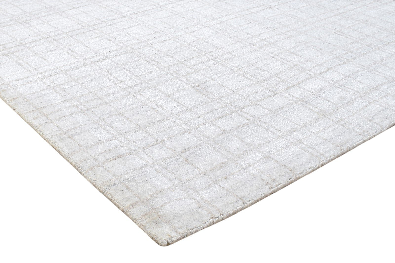Sand Silk Rug 4' X 6' Modern Handloom Scandinavian Plaids Room Size Carpet 7864160092309